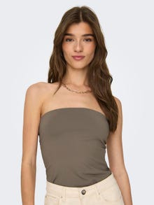 ONLY o-neck tube top -Walnut - 15302781