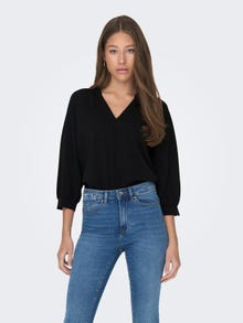 ONLY V-neck top with 3/4 sleeves -Black - 15302785