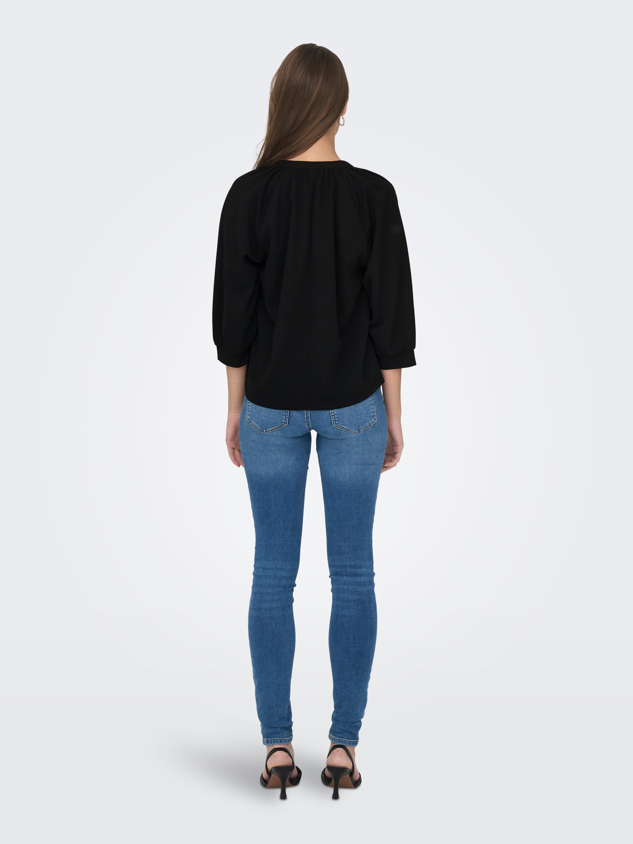 ONLY V-neck top with 3/4 sleeves -Black - 15302785