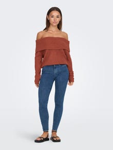 ONLY Off shoulder knitted pullover -Burnt Brick - 15302814