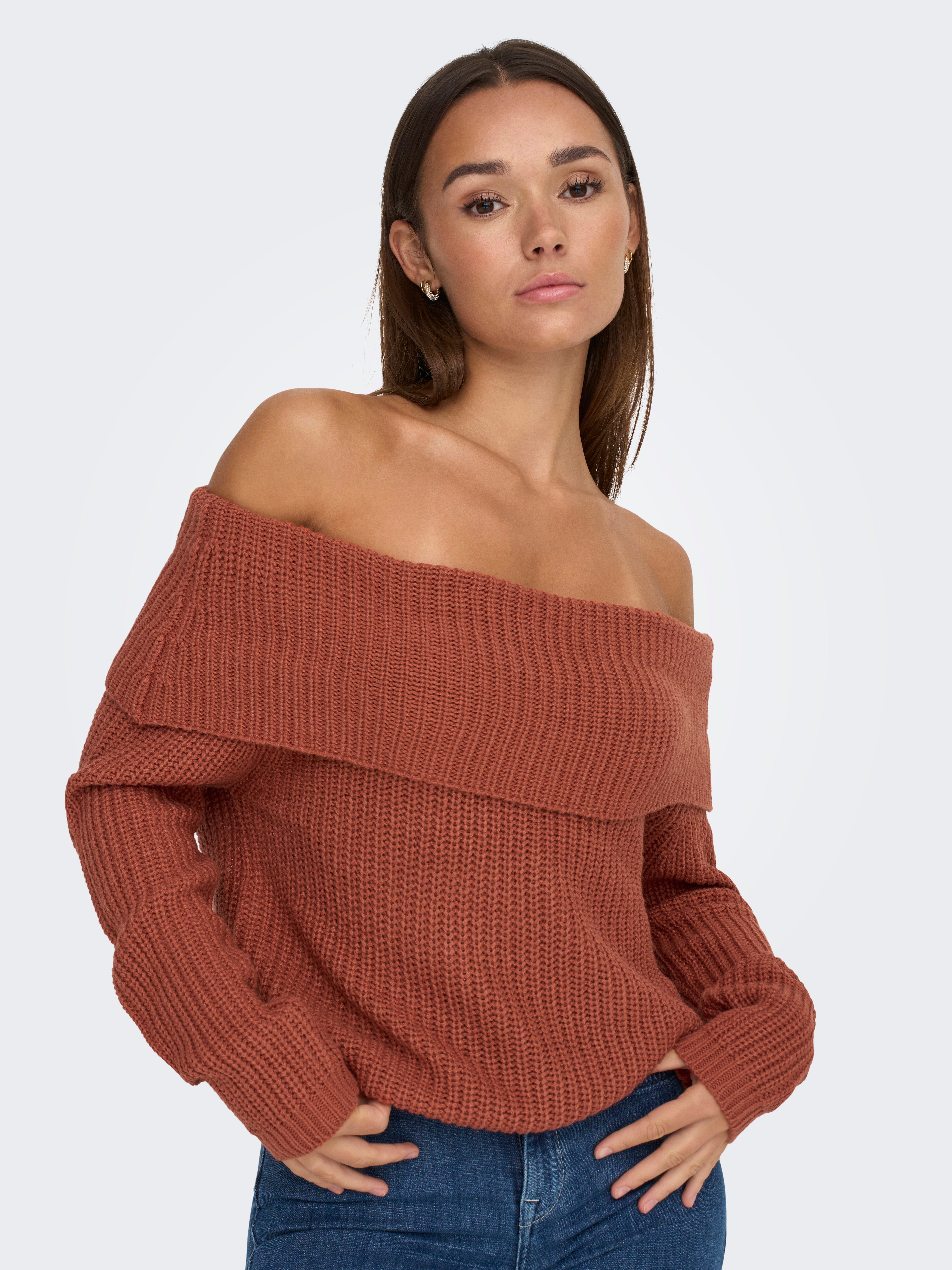 Off shoulder knitted pullover with 20 discount ONLY