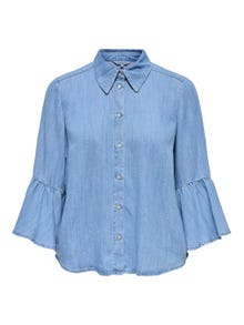 ONLY Camisas Corte loose Cuello de camisa Puños anchos Mangas acampanadas -Medium Blue Denim - 15302829