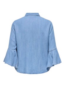 ONLY Locker geschnitten Hemdkragen Lange Ärmelbündchen Glockenärmel Hemd -Medium Blue Denim - 15302829