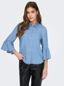 ONLY Loose fit Overhemd kraag Brede manchetten Klokmouwen Overhemd -Medium Blue Denim - 15302829