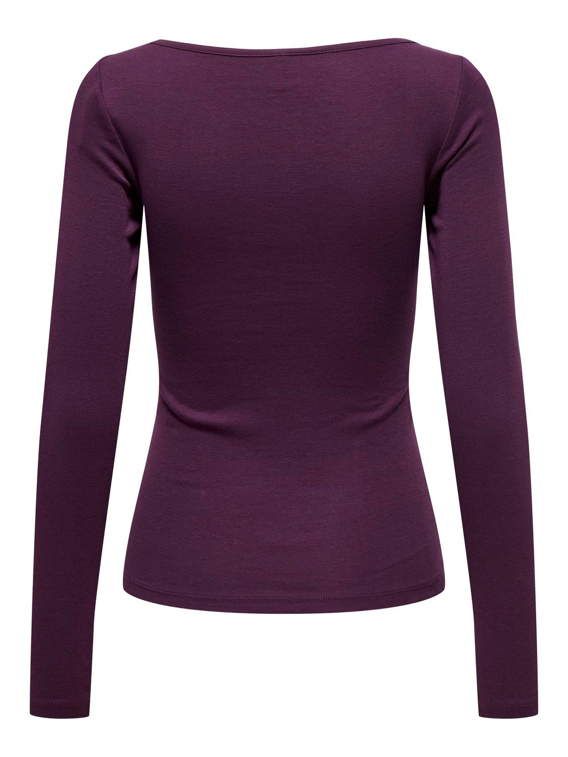 ONLY Long sleeved top with lace neck -Italian Plum - 15302894