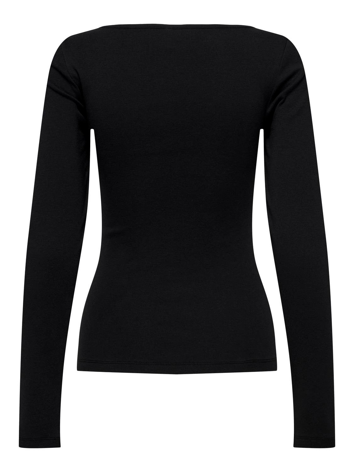 Long sleeved top with lace neck | Black | ONLY®