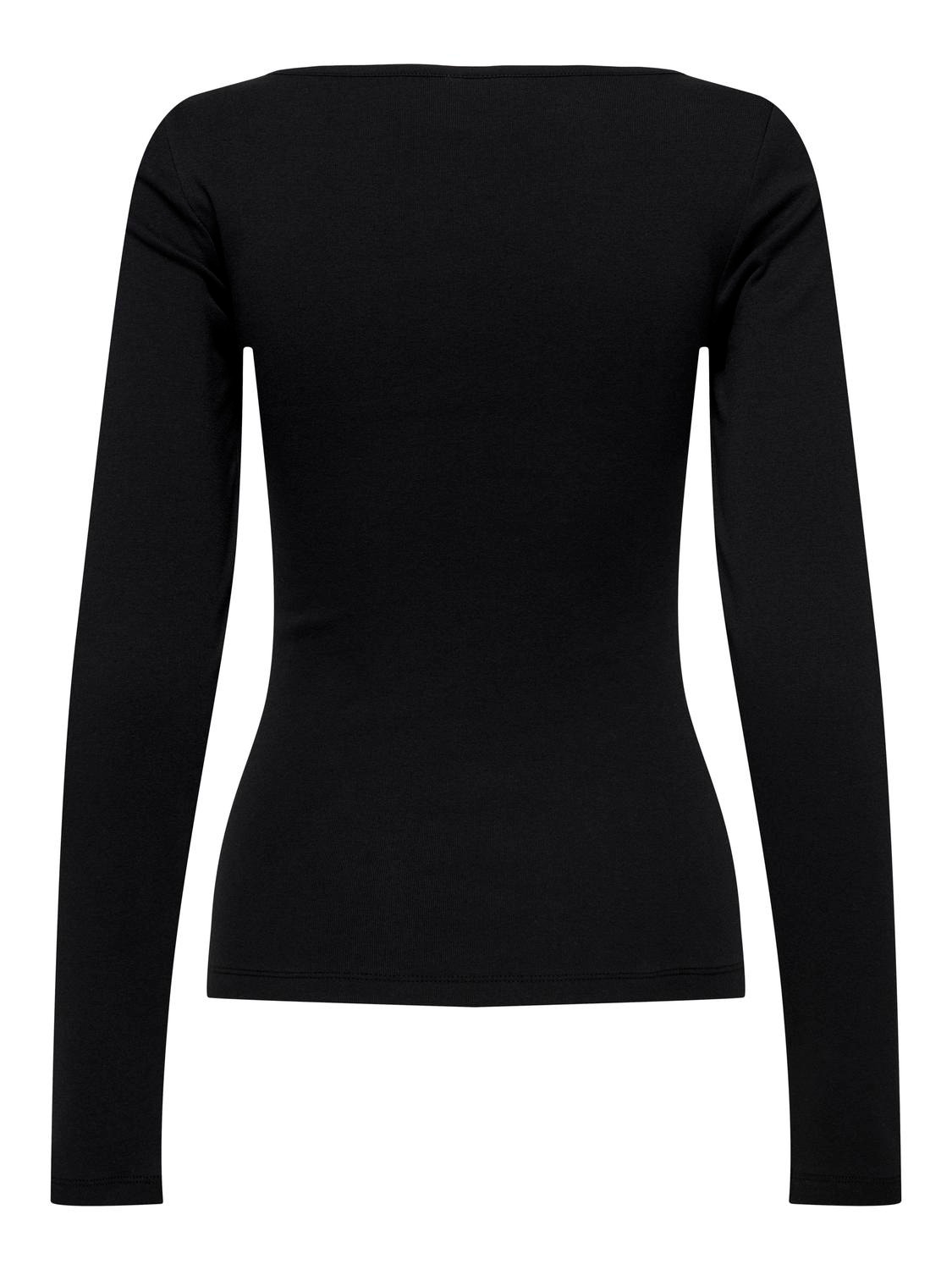 ONLY Long sleeved top with lace neck -Black - 15302894