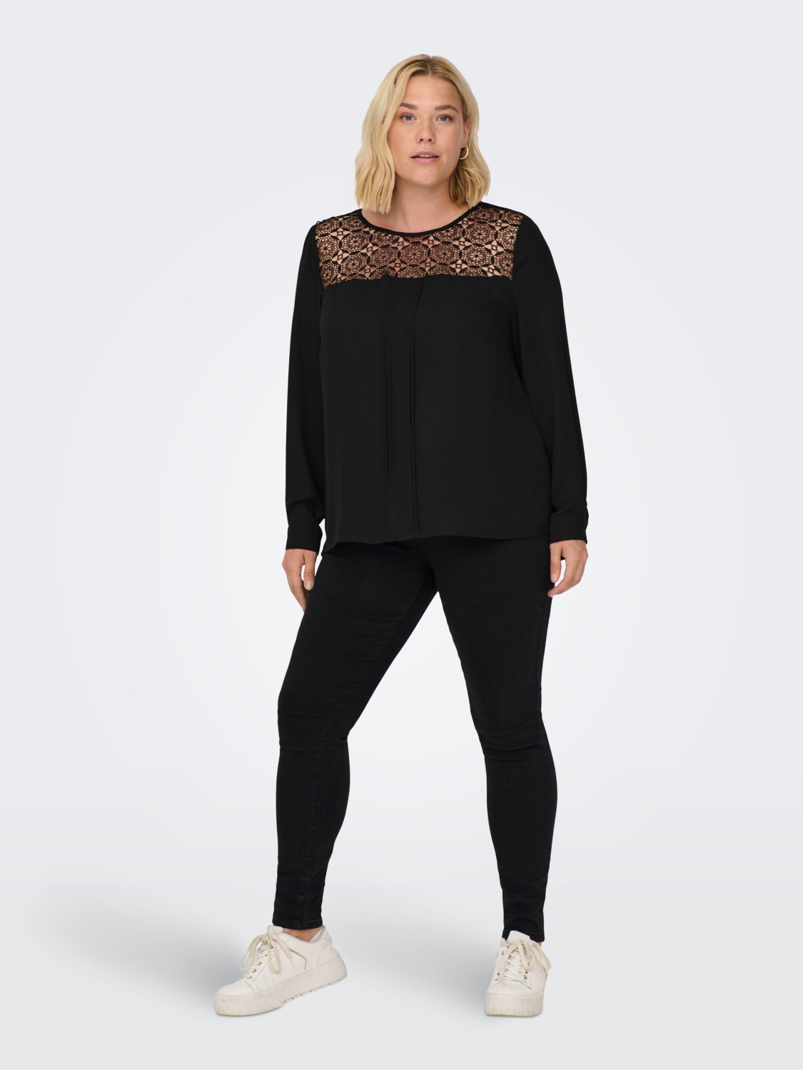 ONLY Curvy o-neck top -Black - 15302898