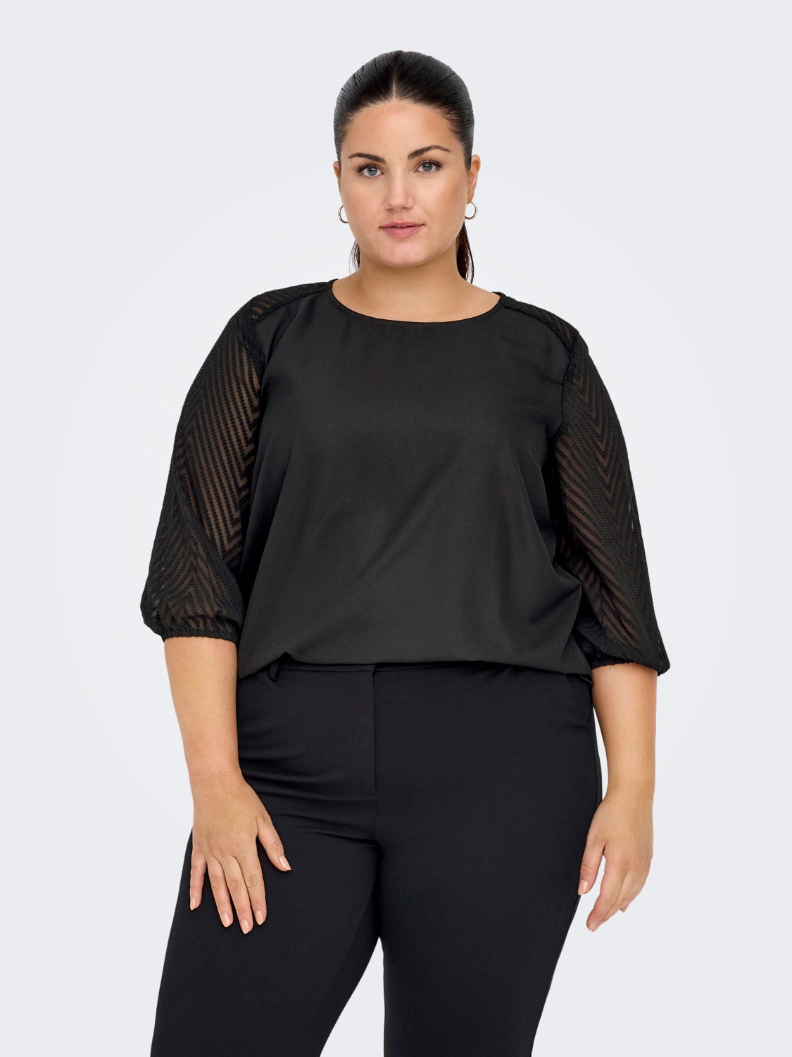 ONLY Curvy top with 3/4 sleeves -Black - 15302926