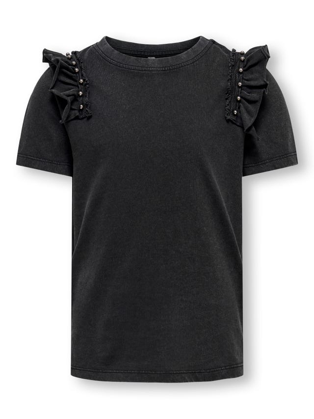 ONLY O-neck t-shirt with frills - 15302938