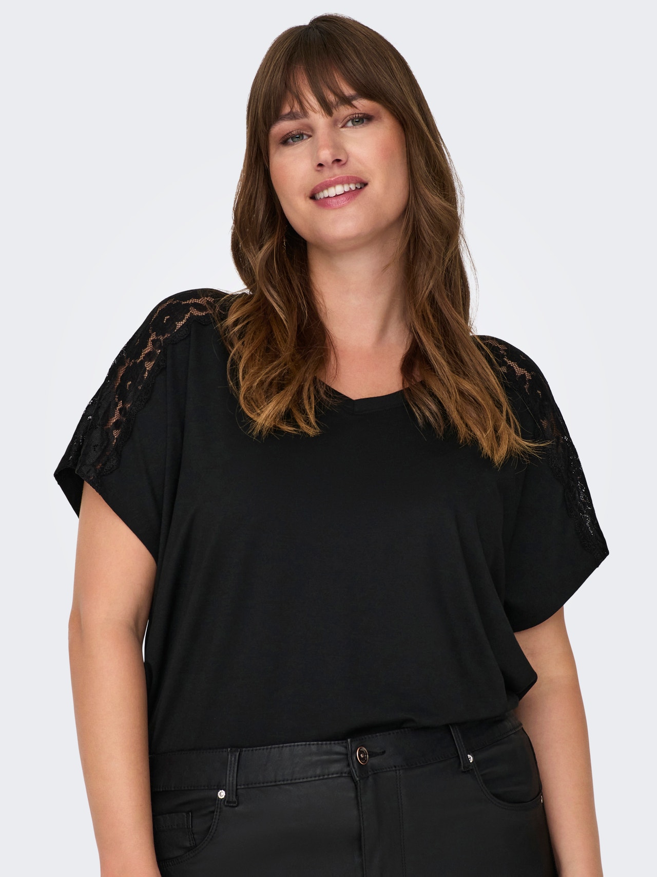 ONLY Curvy short sleeved top -Black - 15303010