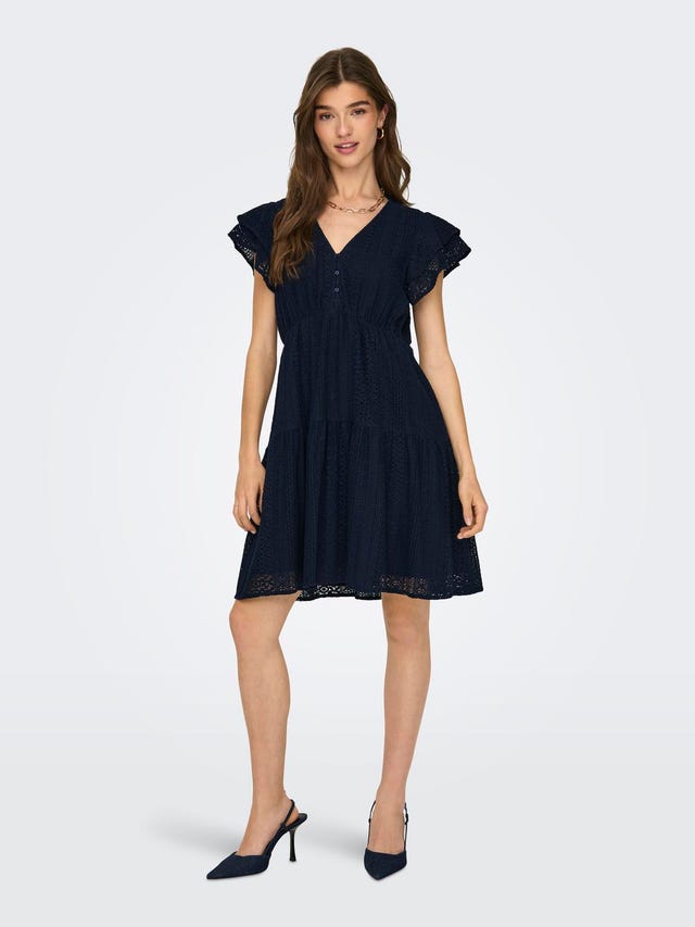 ONLY Normal geschnitten V-Ausschnitt Kurzes Kleid - 15303058