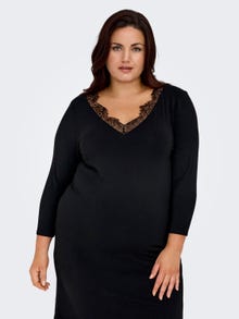 ONLY Curvy v-hals kjole -Black - 15303133