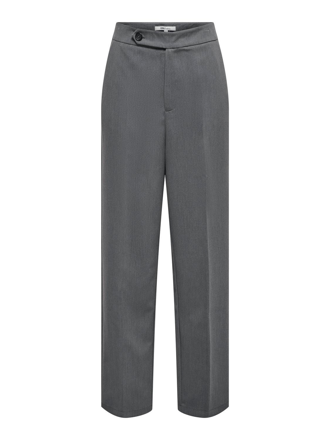 ONLY trousers with high waist -Medium Grey Melange - 15303161