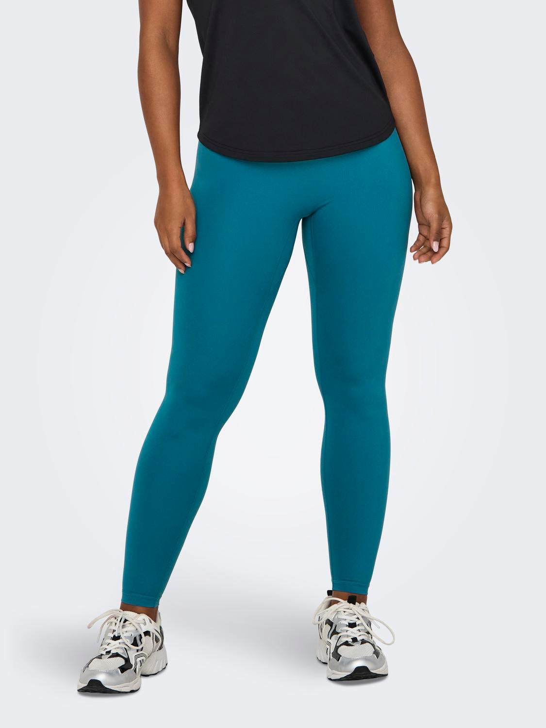 Leggings Tight Fit Taille tr s haute Turquoise fonc ONLY