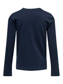 ONLY o-neck t-shirt with long sleeves and print -Dress Blues - 15303285