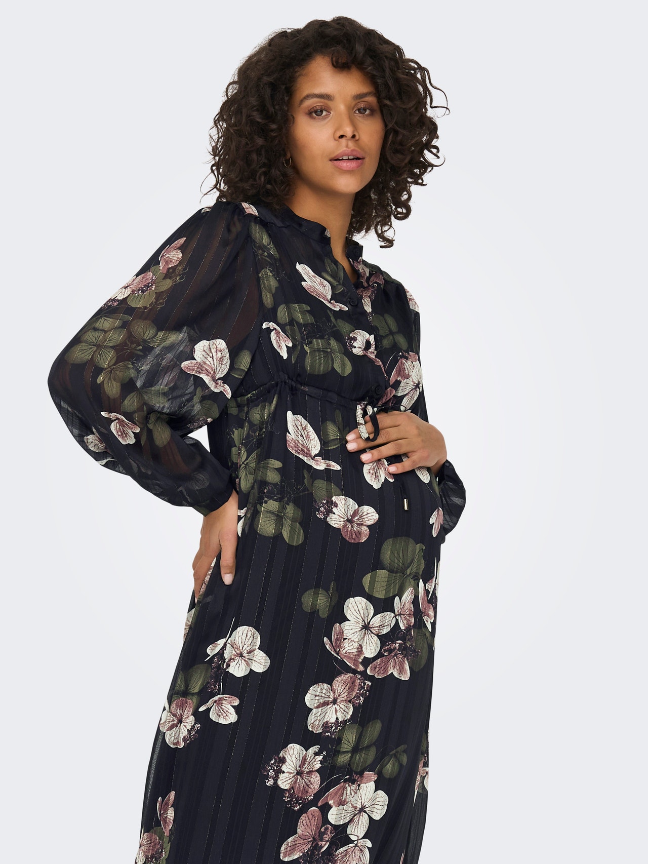ONLY Regular Fit Split neck Maternity Long dress -Black - 15303293