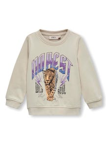 ONLY Mini sweatshirt med print -Pumice Stone - 15303364