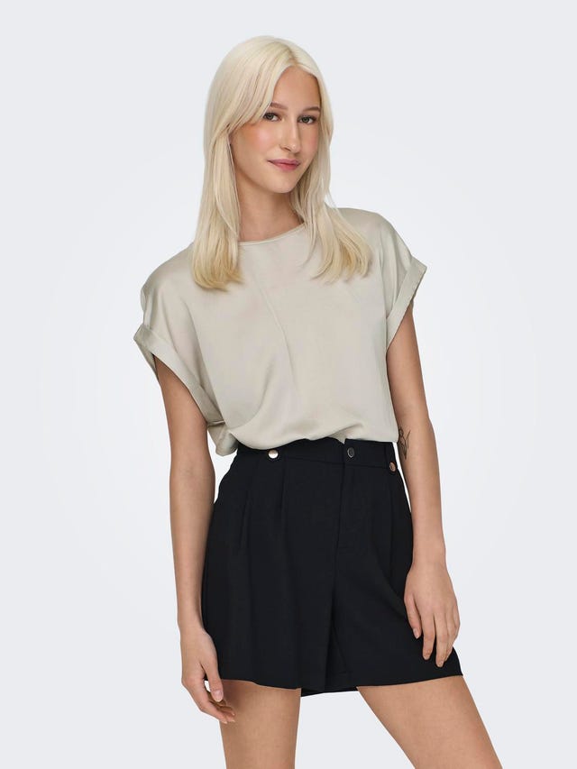 ONLY Regular Fit Round Neck Fold-up cuffs Top - 15303413