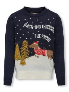 ONLY O-neck christmas knitted pullover -Night Sky - 15303526