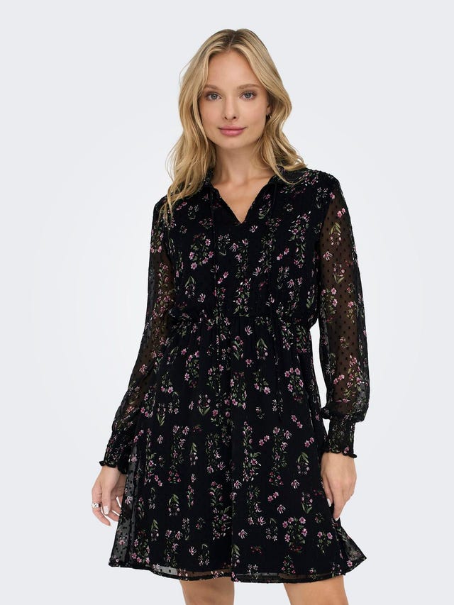 ONLY Regular Fit Kinakrage Smock-mansjetter Kort kjole - 15303601
