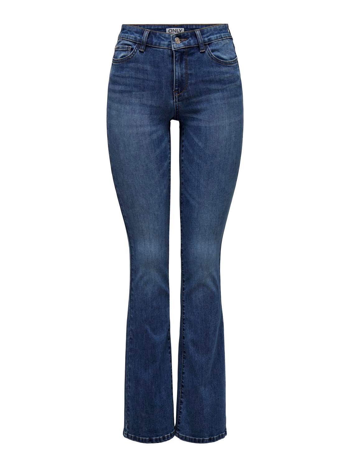 ONLY ONLRose Regular Waist Flared Jeans -Medium Blue Denim - 15303741