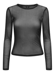 ONLY O-neck mesh top -Black - 15303787