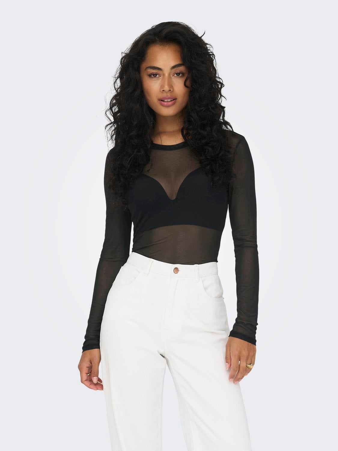 V neck best sale mesh top