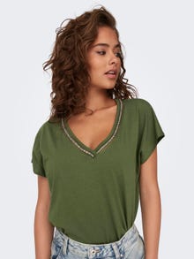 ONLY V-neck top -Winter Moss - 15303823