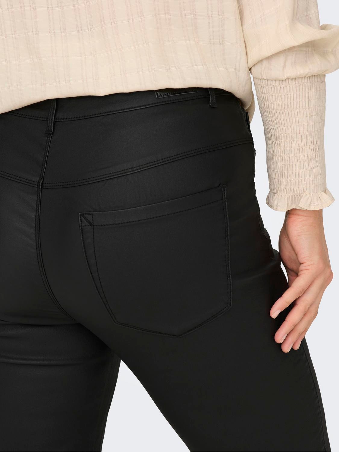 ONLY Curvy imiteret læder bukser -Black - 15303902