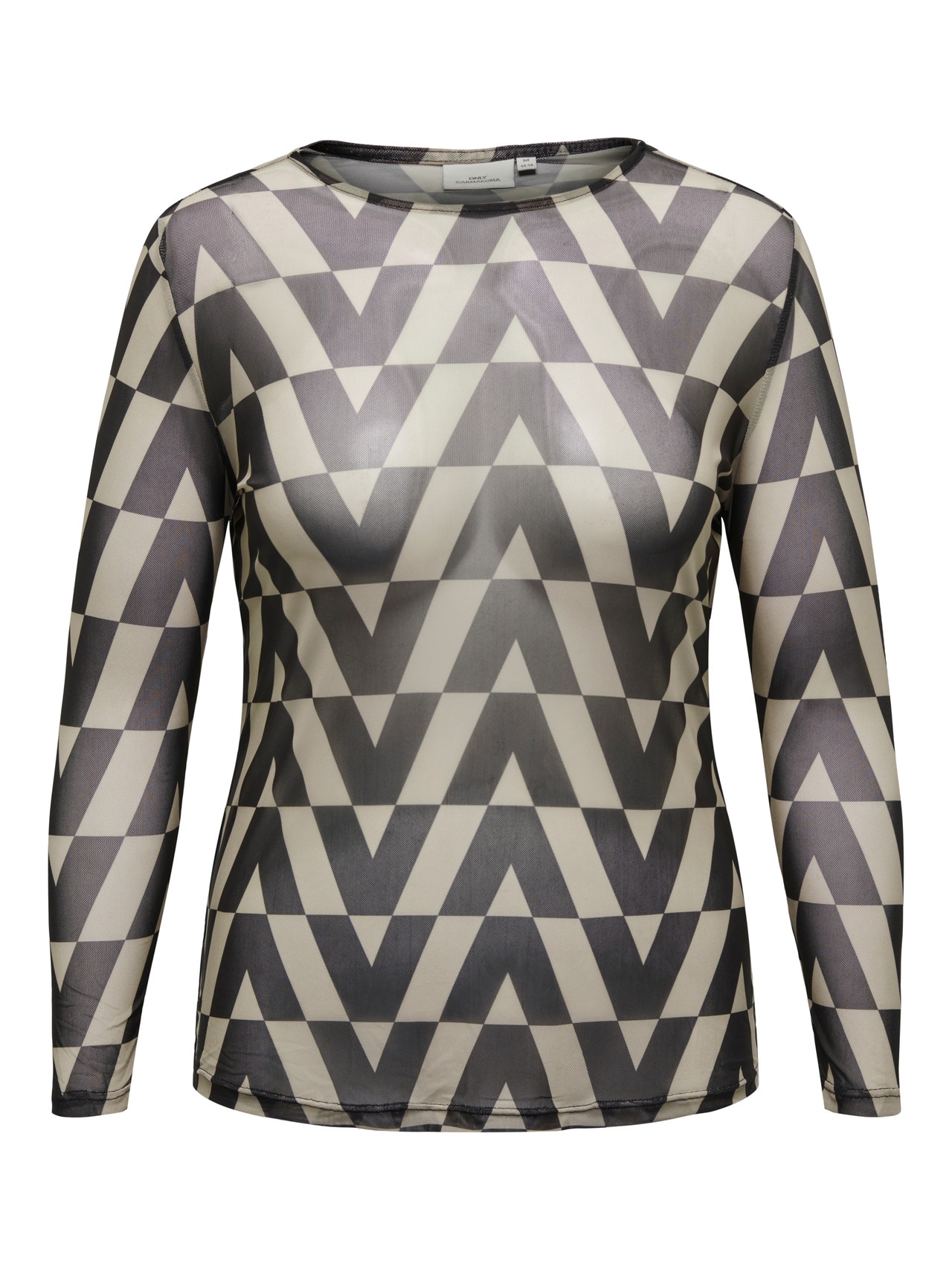 ONLY Curvy printed mesh top -Pumice Stone - 15303925