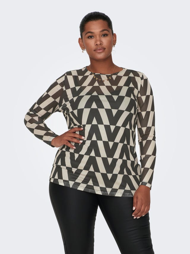 ONLY Curvy printed mesh top - 15303925