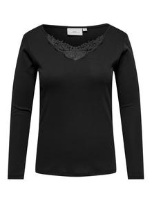 ONLY Curvy top with lace -Black - 15303935