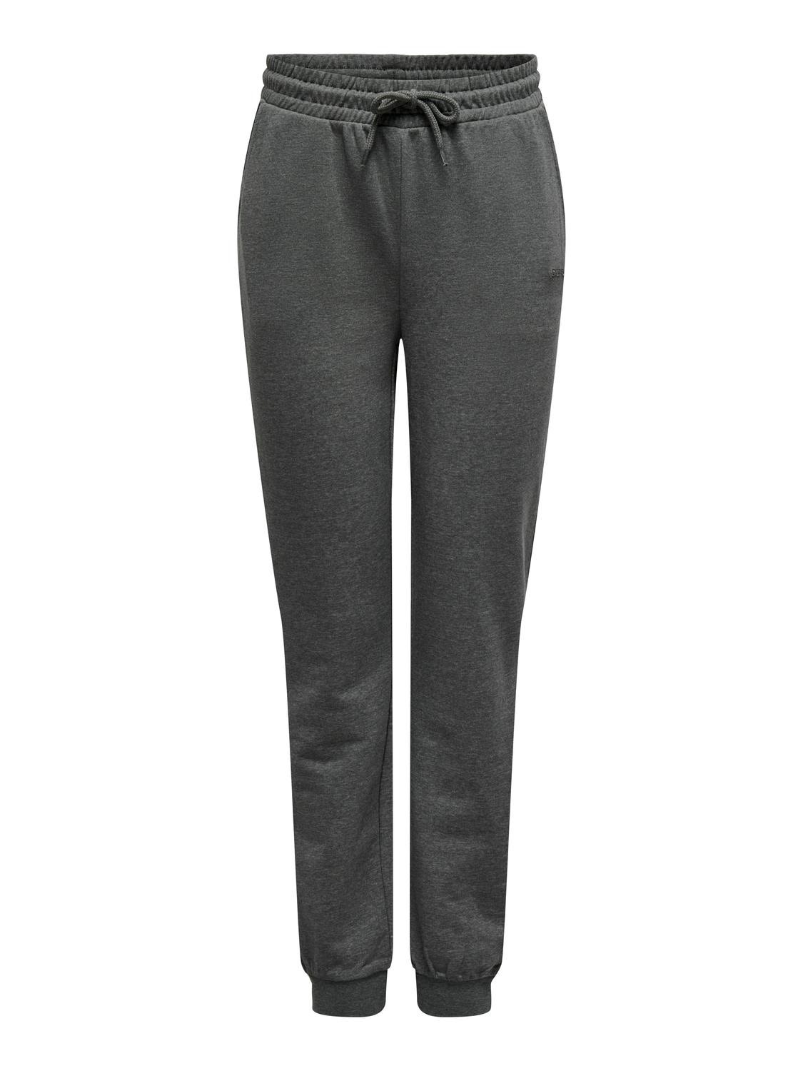 ONLY Pantalones Corte slim Cintura media Detalle elástico -Dark Grey Melange - 15303954