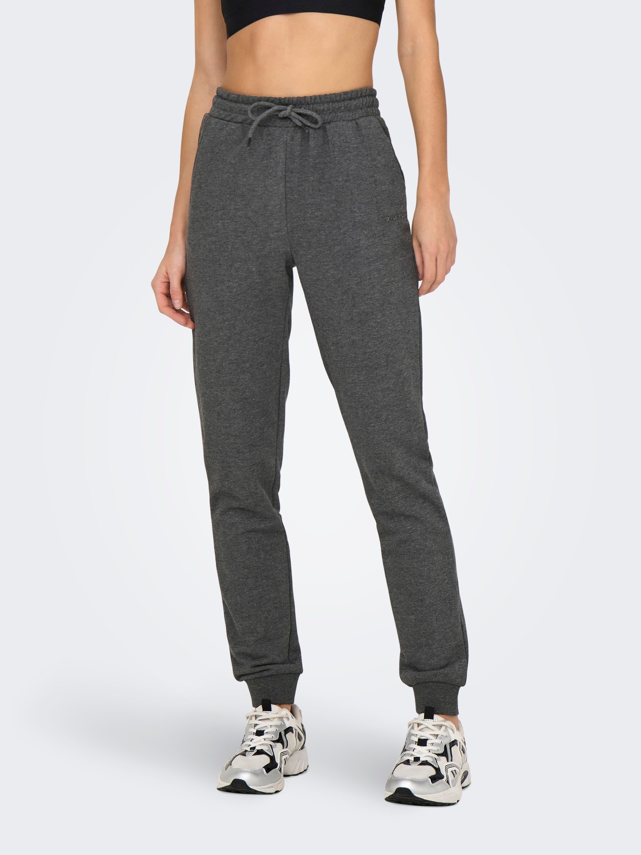 ONLY Pantalons Slim Fit Taille moyenne Élastique -Dark Grey Melange - 15303954
