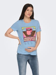ONLY Mama printed t-shirt -Powder Blue - 15304015