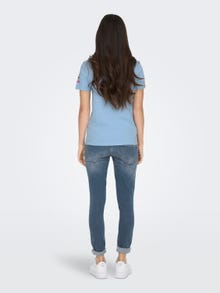 ONLY Regular Fit O-Neck Maternity T-Shirt -Powder Blue - 15304015