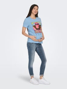 ONLY Mama printed t-shirt -Powder Blue - 15304015