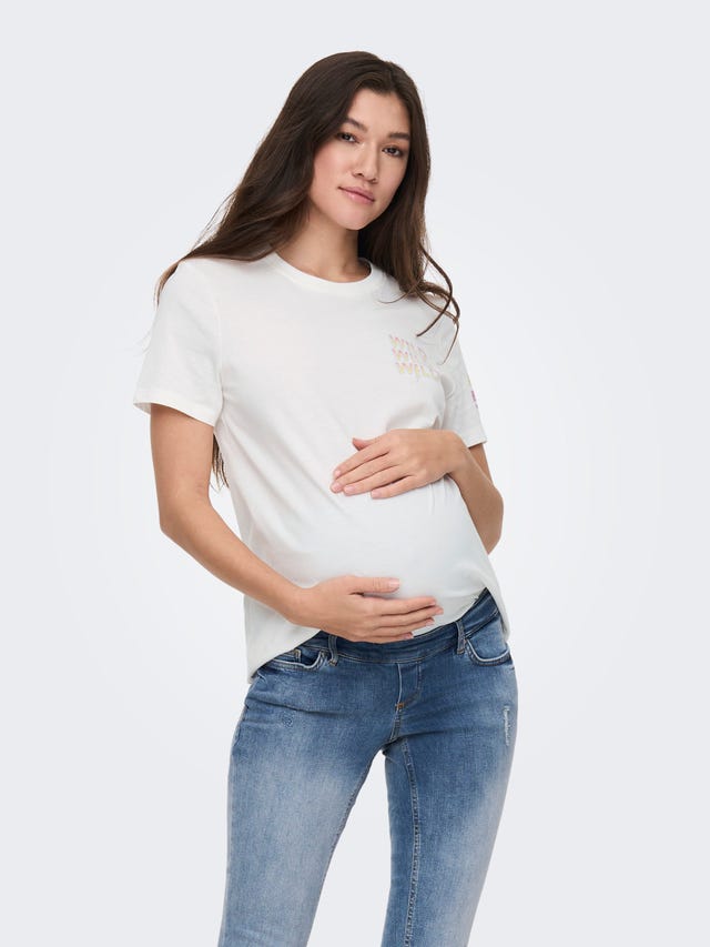 ONLY Normal geschnitten Rundhals Maternity T-Shirt - 15304015