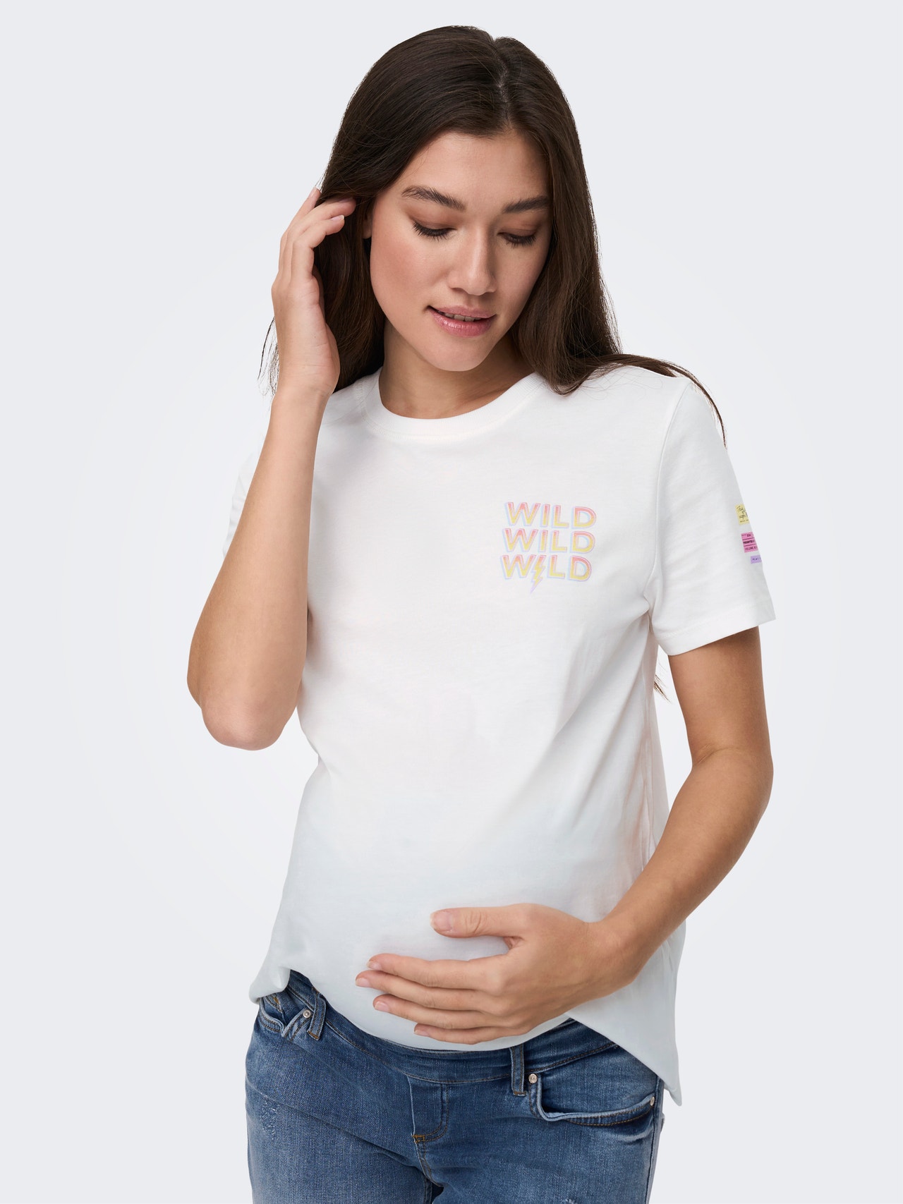 ONLY Regular Fit O-Neck Maternity T-Shirt -Cloud Dancer - 15304015