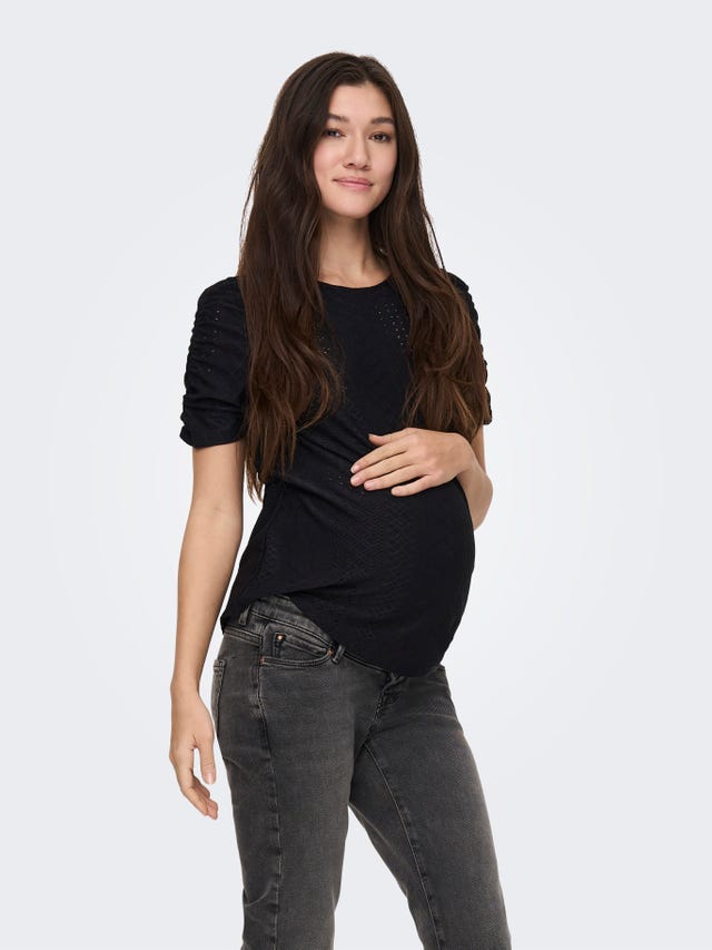ONLY Regular Fit O-Neck Maternity Puff sleeves Top - 15304017