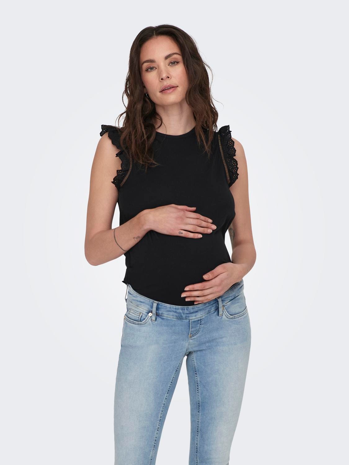 ONLY Normal geschnitten Rundhals Maternity Top -Black - 15304018