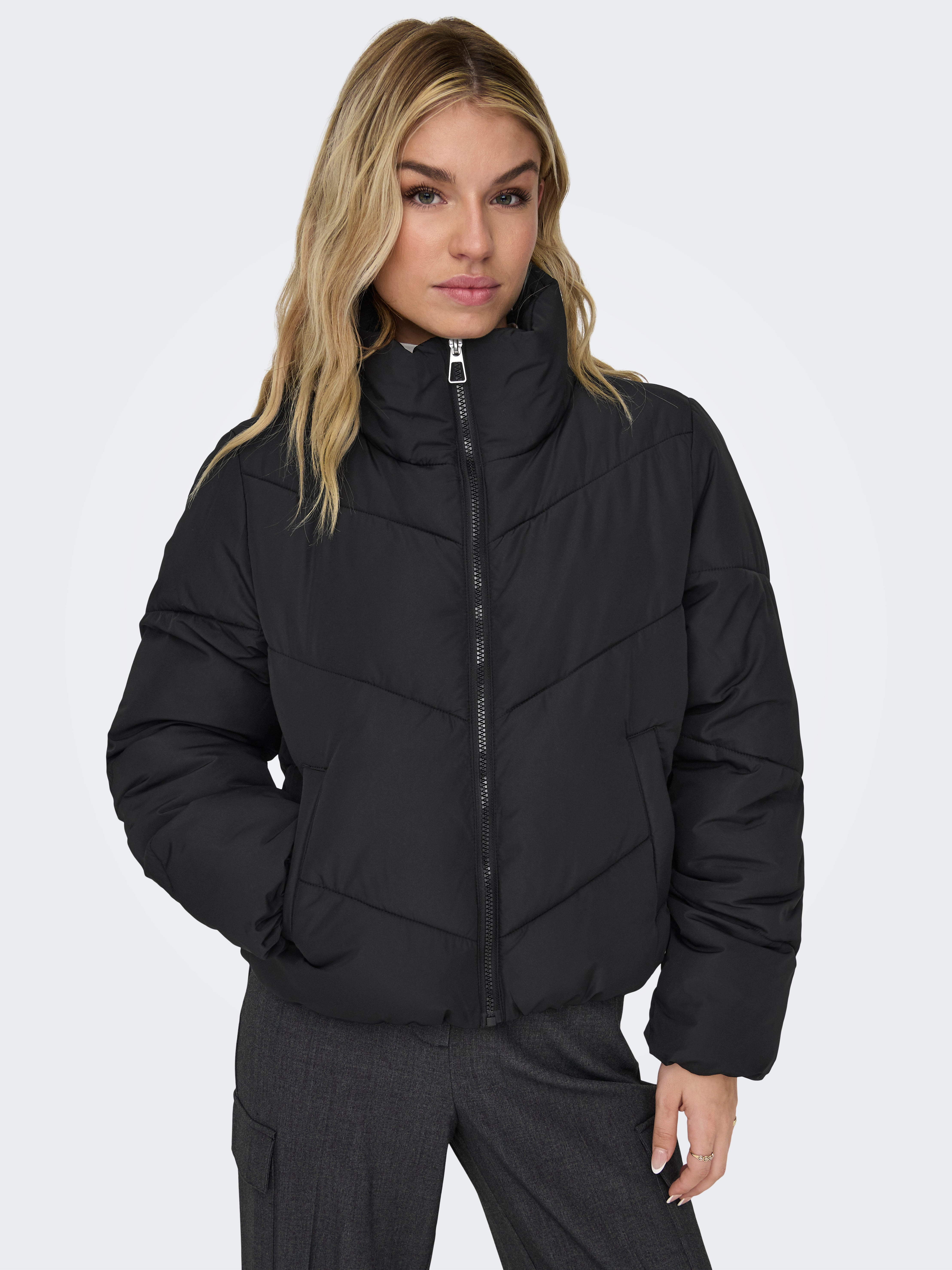 Black high 2024 neck puffer jacket