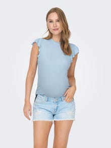 ONLY Regular Fit O-Neck Maternity Top -Powder Blue - 15304021