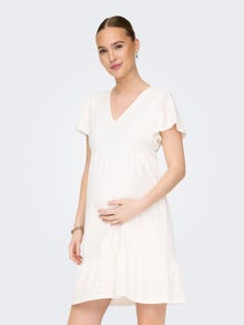 ONLY Regular Fit V-Neck Maternity Long dress -Cloud Dancer - 15304023