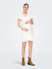 ONLY Normal geschnitten V-Ausschnitt Maternity Langes Kleid -Cloud Dancer - 15304023