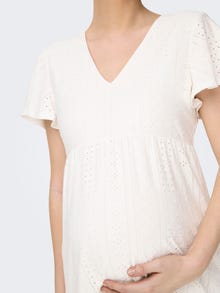 ONLY Regular Fit V-Neck Maternity Long dress -Cloud Dancer - 15304023