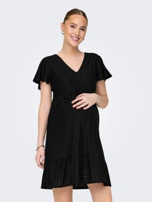 ONLY Regular fit V-Hals Zwangerschap Lange jurk -Black - 15304023
