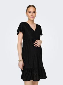 ONLY Normal geschnitten V-Ausschnitt Maternity Langes Kleid -Black - 15304023
