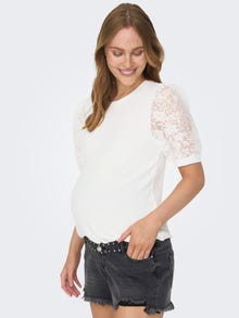 ONLY Mama Top With Lace Sleeves -Cloud Dancer - 15304026